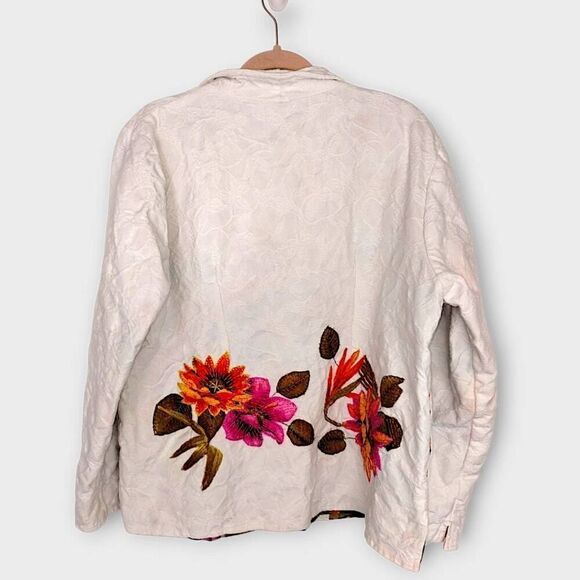 Anu By Natural | Womens Jacket | Sz XL | White Embroidery Flowers Cotton Cottage - Picture 2 of 10